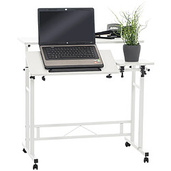 Decoshop26 Bureau pupitre avec 2 tablettes ajustables table d'ordinateur Laptop avec plateau en MDF blanc BUR10506