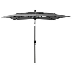 Maison Chic Parasol Jardin | Parasol à 3 niveaux avec mat en aluminium Anthracite 2,5x2,5 m - GKD17675