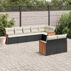 Maison Chic Ensemble Tables et chaises d'extérieur 8 pcs avec coussins,Salon de jardin noir résine tressée -GKD238914