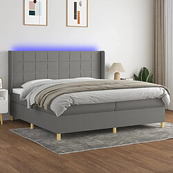 Sommier à lattes et matelas LED,Cadre à lattes de lit pour Adulte Gris foncé 200x200 cm Tissu -MN85368