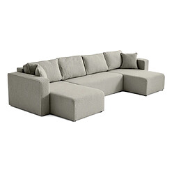 Bestmobilier Topaze - canapé panoramique en U - 7 places - convertible avec coffre - en tissu bouclette Topaze - canapé panoramique en U - 7 places - convertible avec coffre - en tissu bouclette - Taupe