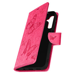 Avizar Pochette Folio pour Galaxy A14 4G et 5G Motif Papillon Support Vidéo Rose