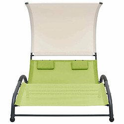 Maison Chic Chaise longue | Transat Bain de soleil double avec auvent textilène vert -GKD66538