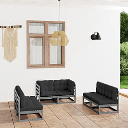 vidaXL Salon de jardin 6 pcs avec coussins Bois de pin massif