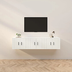 vidaXL Meubles TV muraux 3 pcs blanc 57x34,5x40 cm