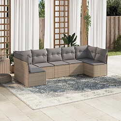 Maison Chic Salon de jardin avec coussins 7 pcs | Ensemble de Table et chaises | Mobilier d'Extérieur beige résine tressée -GKD95028