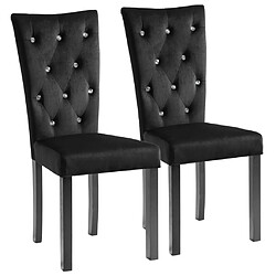 Decoshop26 Lot de 2 chaises de salle à manger cuisine design contemporain velours noir CDS020897