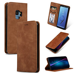 Wewoo Housse Coque Etui en cuir avec rabat horizontal magnétique Business Skin Feel pour Samsung Galaxy S9 Marron