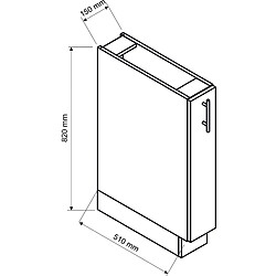 Pegane Colonne basse de cuisine, meuble bas de cuisine avec 1 porte coloris blanc - longueur 51 x profondeur 15 x hauteur 82 cm