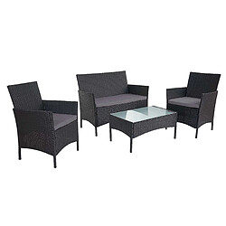 Decoshop26 2-1-1 Salon de jardin Garnir Halden, Assis Chambre Lounge Set Sofa ~ Anthracite, Coussin Anthracite 04_0000055