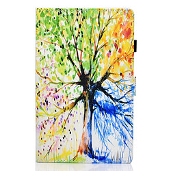 Etui en PU motif imprimé avec support et porte-cartes arbre colorisé pour votre Lenovo Tab M10 Plus TB-X606F