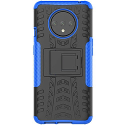 Wewoo Coque Pour OnePlus 7T Texture de pneu TPU antichoc + PC Housse de protection avec support bleu