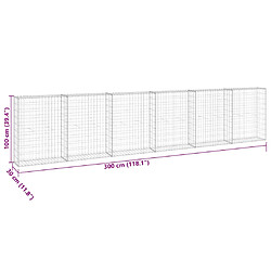 vidaXL Mur en gabion avec couvercles Acier galvanisé 300x30x100 cm pas cher