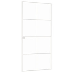 Avis vidaXL Porte d'intérieur Blanc 93x201,5 cm Trempé verre aluminium fin