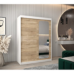 Abiks Meble Armoire PROMO T2 À Portes Coulissantes 200/150/62 2 Portes (Blanc/Sonoma)