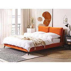 Beliani Lit double en velours orange 160 x 200 cm MELLE