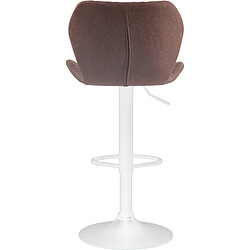 Decoshop26 Tabouret de bar x1 avec coutures décoratives en forme de losanges en tissu marron et métal blanc 10_0004669 pas cher