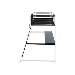 Vente-Unique Lit mezzanine MALICIA - 90 x 190 cm - bureau intégré - Noir et blanc + matelas pas cher