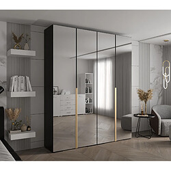 Abiks Meble Inova 1 Armoire avec miroir et portes battantes 236,7/200/47 4 Portes (nero/d’oro)