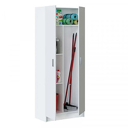 Avis Dansmamaison Armoire de rangement 2 portes 2 tablettes - Blanc - MULA