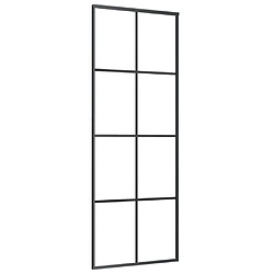 vidaXL Porte coulissante Noir 76x205 cm Verre ESG et aluminium