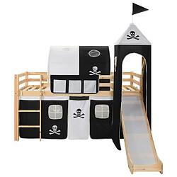 vidaXL Lit mezzanine d'enfants avec toboggan et échelle Pin 97x208 cm