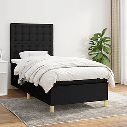 Maison Chic Lit adulte- Lit + matelas,Sommier à lattes de lit avec matelas Noir 90x190 cm Tissu -GKD96046