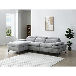 Vente-Unique Canapé d'angle gauche convertible en tissu texturé avec coffre de rangement gris MORAVA