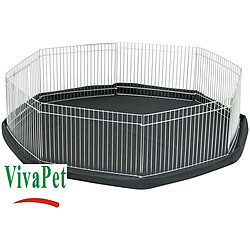 VivaPet Parc octogonal avec 8 Panneaux pour Lapin, Chiot, Hamster, Cochon d?Inde, Cochon, Chat/Chaton Argenté Petit modèle (86 cm de Large et 20,3 cm de Haut)