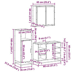 vidaXL Ensemble de meubles de salle de bain 3 pcs Sonoma gris pas cher