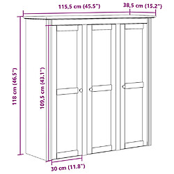 vidaXL Armoire avec portes vitrées BODO gris bois de pin massif pas cher