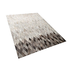 Beliani Tapis en cuir blanc et gris 160 x 230 cm MALDAN