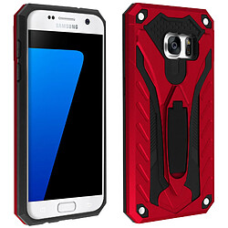 Avizar Coque Samsung Galaxy S7 Protection Bi-matière Antichoc Fonction Support Rouge