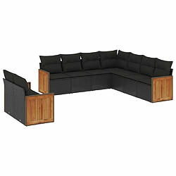 Maison Chic Ensemble Tables et chaises d'extérieur 9 pcs avec coussins,Salon de jardin noir résine tressée -GKD597352