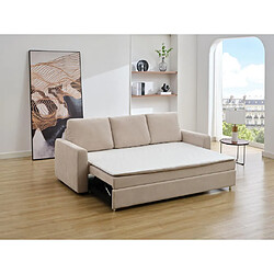 Vente-Unique Canapé 3 places convertible en tissu beige avec assise à mémoire de forme ARCATA