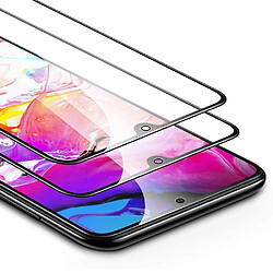 Lot de 2 compatibles avec Samsung Galaxy A70 Protection d'écran à couverture complète en verre trempé 2.5D Protection des bords plein écran Anti-éclats