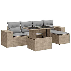 vidaXL Salon de jardin avec coussins 6 pcs beige résine tressée