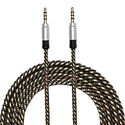 Voiture tressée en nylon de câble audio de jack de 3.5mm mâle au câble AUX mâle de 1,5m argent