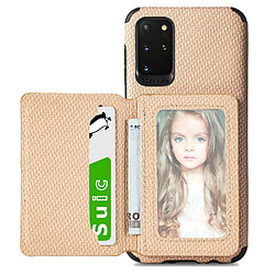 Coque en TPU + PU avec béquille et porte-carte kaki pour votre Samsung Galaxy S20 Plus