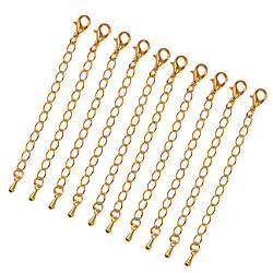 10 paquets de collier rallonges bijoux extension chaîne 75 mm or