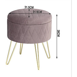 Helloshop26 Tabouret rembourré avec espace de rangement en velours rond rose 19_0000222