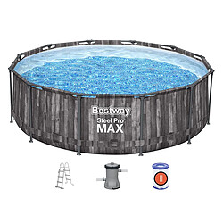 Acheter Kit piscine tubulaire ronde Bestway Steel Pro Max décor bois 3,66 x 1,00 m + Kit d'entretien Deluxe