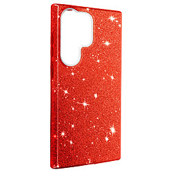 Avizar Coque Paillette pour Samsung Galaxy S23 Ultra Semi-rigide Spark Case rouge