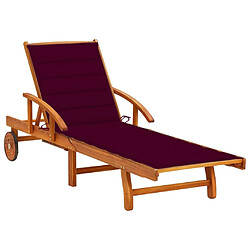 Maison Chic Chaise longue de jardin avec coussin | Bain de soleil Relax | Transat Bois d'acacia solide -GKD53207