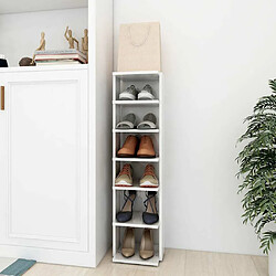 Maison Chic Armoire à Chaussures,Meuble de Rangement à Chaussures Blanc brillant 27,5x27x102 cm -MN99880