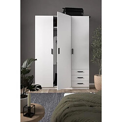 Cstore Armoire VEGA - Décor Blanc mat - 3 portes + 3 tiroirs - L 147 x P 49,6 x H 200,4 cm