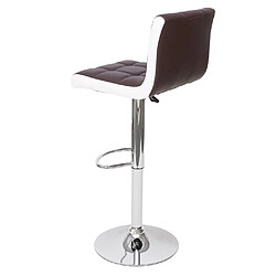 Avis Mendler 2x Tabouret de bar HWC-G87, chaise bar/comptoir, réglable en hauteur ~ similicuir marron-blanc, pied chromé