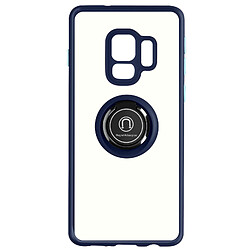 Avizar Coque pour Samsung Galaxy S9 Bi-matière Bague Métallique Support Vidéo bleu