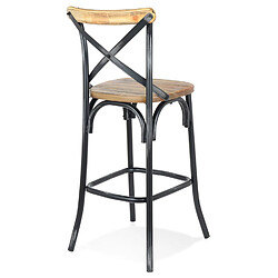 Acheter Alterego Tabouret de bar 'COTTAGE' en bois finition Noyer effet vieilli noir