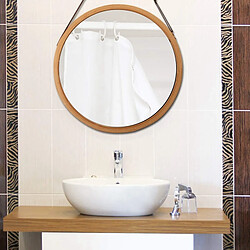 Avis Universal Salle de bains Chambre à coucher Solid Bamboo Cadre Ceinture réglable Promotion | Miroir mural rond suspendu